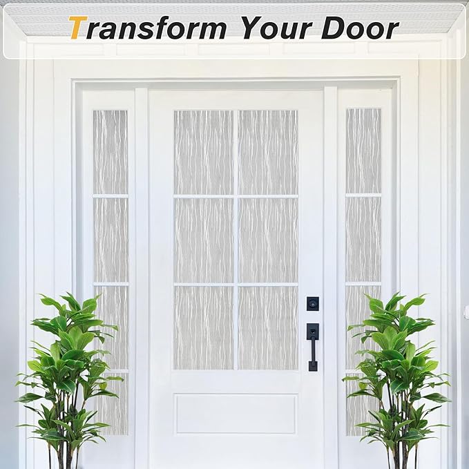 Haton Window Privacy Film, Frosted Glass Privacy Window Clings, Sun Blocking Frosting Opaque Coverings, Static Cling Removable Decorative Stickers for Home Door, Non-Adhesive 35.4" x 78.7"