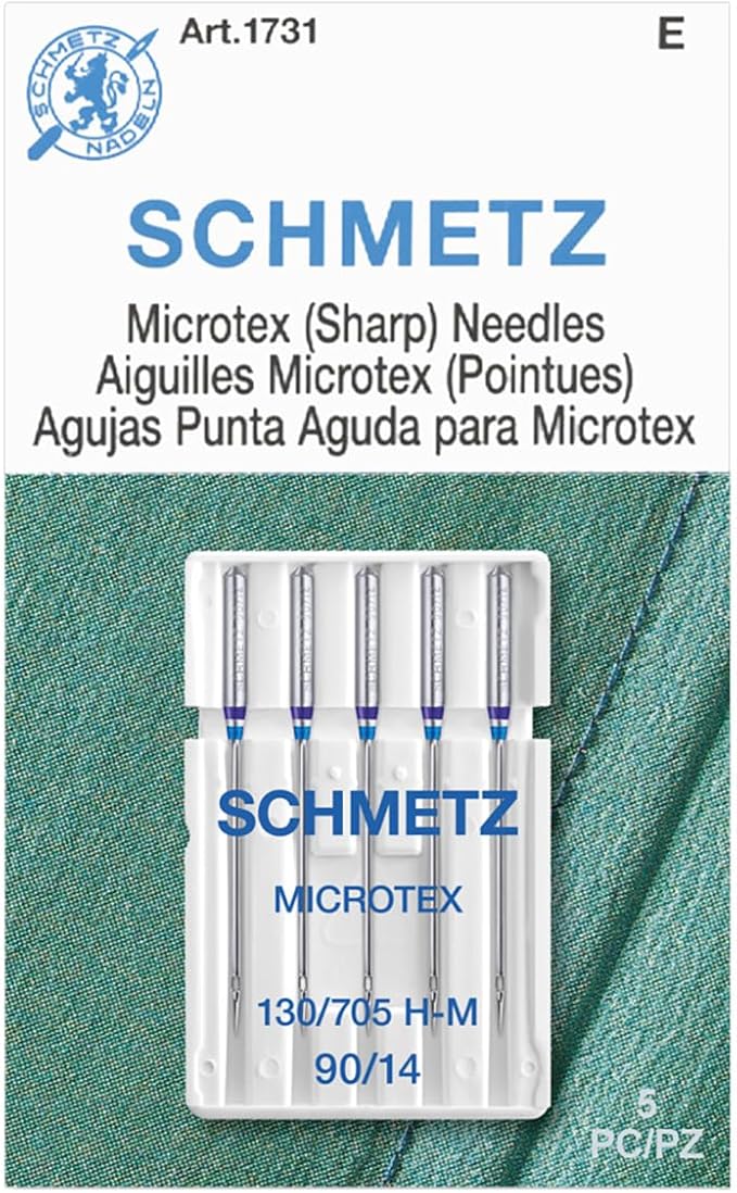 SCHMETZ Microtex Sharp Sewing Machine Needles - Quilting & Topstitching Supplies, Size 90/14, 5-Needle Card, Pack of 1