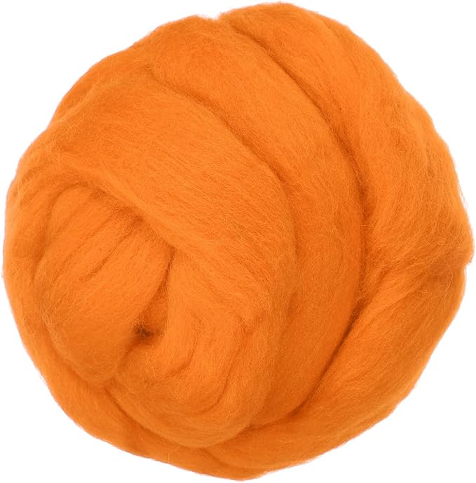 PATIKIL Wool Roving Yarn, 80G/2.82OZ Soft Felting Wool Pure Chunky Roving Yarn Bulk for Needle Felting Knitting Blanket Spinning Weaving DIY Craft, Dark Orange