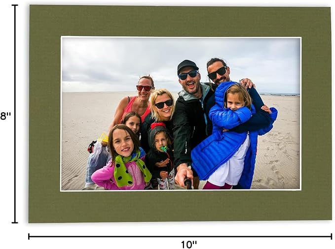 8x10 Mat Bevel Cut for 5.5x8.5 Photos - Acid Free Dill Green Precut Matboard - For Pictures, Photos, Framing - 4-ply Thickness