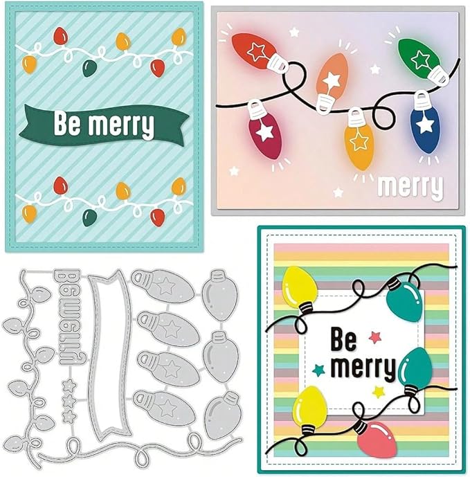 Festivals Metal Cutting Die for Scrapbooking, Christmas Cut Stencils for DIY Scrapbook Photo Album Decorative Paper Card, Card Making Supplies, Embossing (Light Bulb 4.7 x 4 in)