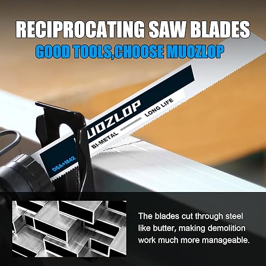 10 Pack 12 inch Reciprocating Saw Blades Set,14TPI High Carbon Saw Blades, Metal Saw Blades with Organizer Case (10, 14TPI/300mm)
