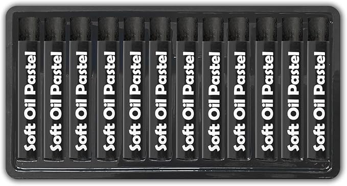 qianshan Soft Oil Pastels Set of 12 Single Colors,Non Toxic,Soft Texture Vibrant and Creamy Oil Crayons Pastels Art Supplies.Black