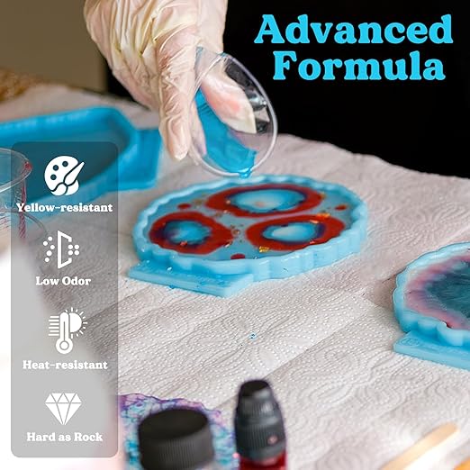 LET'S RESIN EPOXY RESIN Turquoise Epoxy Resin,44OZ Bubble Free & High-Gloss Epoxy Resin Kit,Self Leveling Resin and Hardener for Ocean Art Crafts,Jewelry Making,Resin Molds