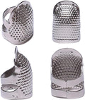 J.CARP 4Pcs Sewing Thimble, Metal Silvery Sewing Thimble Finger Protector, Adjustable Finger Shield Ring Fingertip Thimble Sewing Quilting Craft, Accessories DIY Sewing Tools (2 Sizes, S/M)