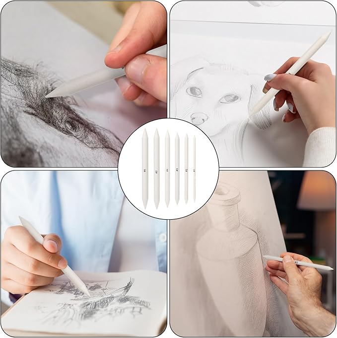 Blending Stump, 12 PCS Tortillions Blending Pencil Oil Pastel Blending Tools Shading Pencils Soft Paper Felts Sketch Blending Sticks for Artist Student Sketch Drawing Supplies (6 Sizes)