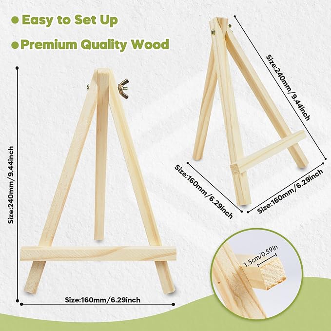 36 Pack 9 Inch Wood Easels, Easel Stand for Painting Canvases, Art, and Crafts,Tripod,Painting Party Easel,Kids Student Tabletop Easels for Painting,Portable A-Frame Tripod Tabletop Easel Set
