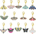 BEEFLYING 16Pcs Butterfly Stitch Marker Charms for Crocheting and Knitting, Removable Alloy Enemal Crochet Knit Stitch Marker Pendant with Lobster Clasp for Sewing Quilting Handmade Jewelry
