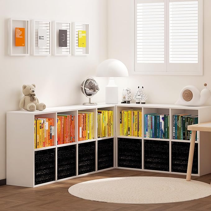 Wooden 8 Cube Storage Organizer with Closed Back Panel,White Shelf Heavy Duty Cubby Storage Organizer with Compartments for Living,Display Shelf,Bookshelf (White, 8-Cube)