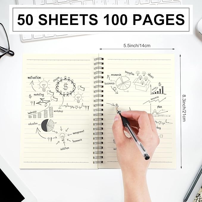 Yahenda 54 Pcs Spiral Notebook Bulk A5 Journal Lined 8.3'' x 5.5'' Writing Composition Paper Small Notepad Subject Notebook for Students Office Business Back to School Supplies (Dark Gray)