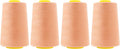 Mandala Crafts 4 Pack of Serger Threads Cones Spools - 40S/2 24000 Yards Polyester Peach Threads for Sergers Machine and Overlock Quilting Sewing Machine