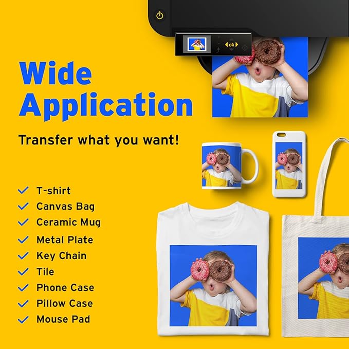 Printers Jack Sublimation Paper - 8.5 x 11 Inches, 150 Sheets 120 gsm for Any Inkjet Printer with Sublimation Ink, Heat Transfer Sublimation for T-shirt, Mugs, Light Fabric