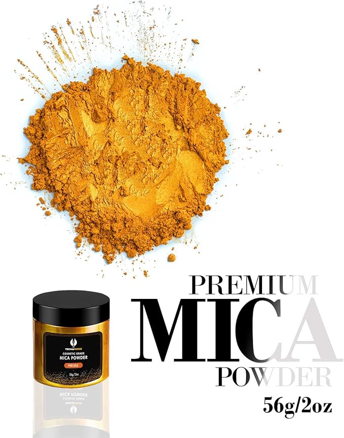 Pure Gold MICA Powder for EPOXY Resin 56G / 2OZ. JAR - TECHAROOZ 2 Tone Resin DYE Color Pigment Powder for Lip Gloss, Nails, Colorant for Slime Bath Bombs SOAP Making & Polymer Clay