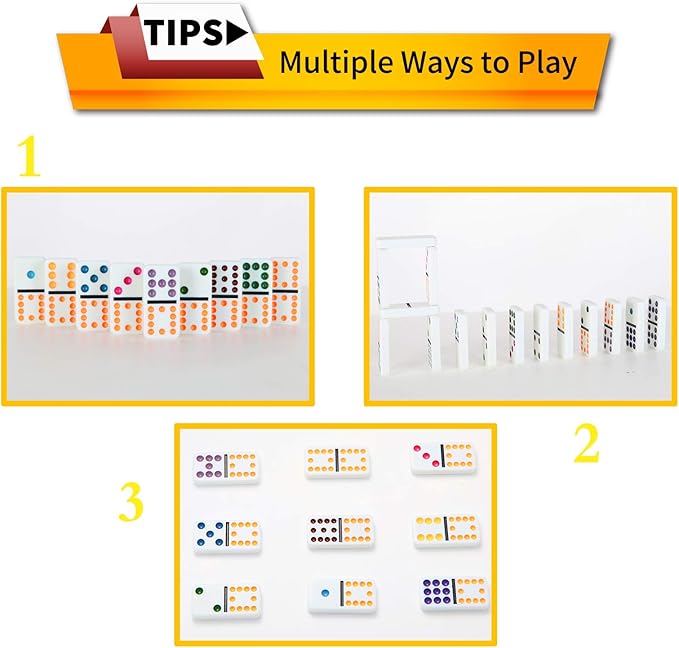 NOLIE Mexican Train Dominoes Game, Double 12 Dot Dominoes Set with Aluminum Case