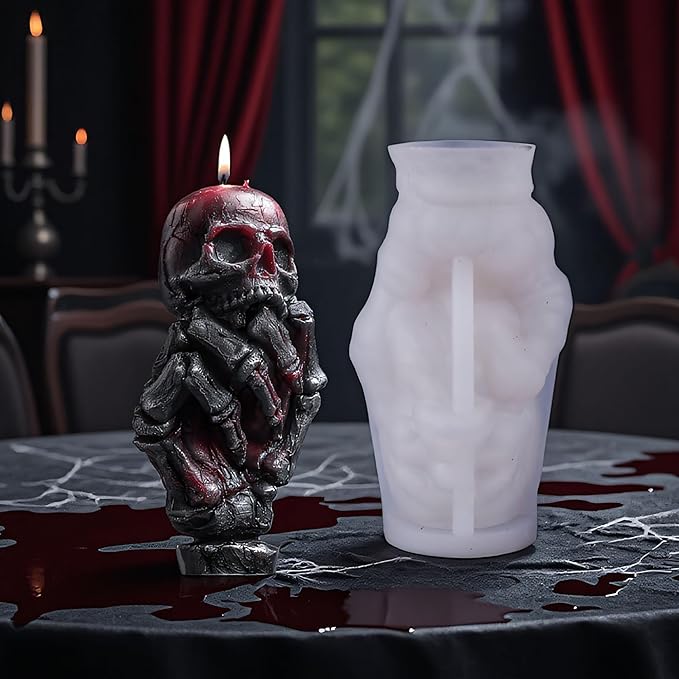 Skull Hand Ghost Cylinder Molds Silicone Wave Spiral Candle Mold - Silicone Resin Casting Molds for Candle & Resin & Soap Craft Supplies