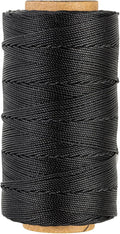 Bonded 0.8mm Round Waxed Polyester Cord, 3-ply Wax Coated Thread, 197 Yards Stiff String for Heavy Duty Fabric, Leather Sewing, Book Binding, Upholstery Repair, and Macrame Jewelry - Black