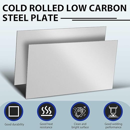 4 Pcs 16 Gauge 12 x 6 Inch Metal Steel Sheet Steel Plate Mild Carbon Cold Rolled Square Weldable Metal Panels for Outside Industrial DIY Use Projects Weld Accessories