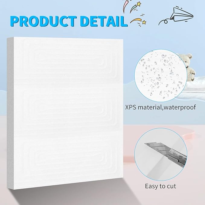 LuckyFoam White 4 Pack 15x12x1 inch Foam Sheets 1 Inch Thick Polystyrene Rectangles XPS Foam Board Craft for Insulating DIY Modeling Art Supplies