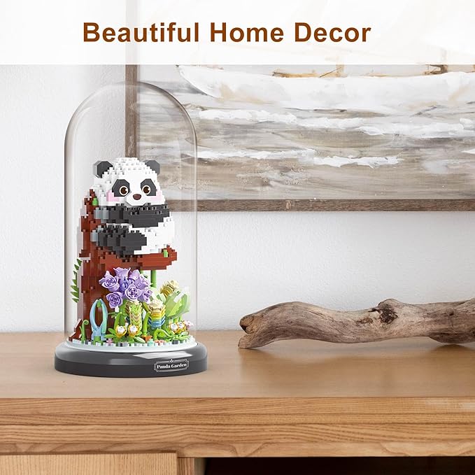 Panda Flower Building Set for Adult Party Favors for Kids Animal Building Blocks Plant Friend Set Bonsai Tree Valentines New Year Easter Birthday Gift for Boys Girls Age 6-12+(Panda Succulent)