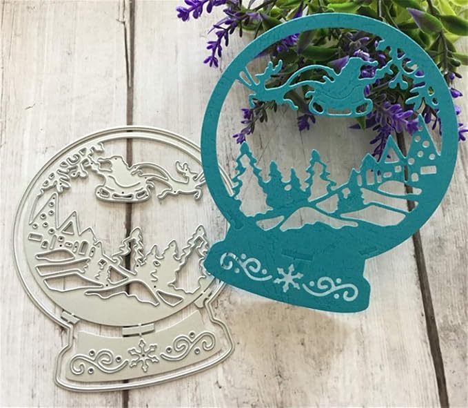 Metal Cutting Dies DIY Merry Christams Embossing Stencil Template Scrapbooking Card Making Mold Photo Album Arts Crafts Tools (Christmas Sleigh ball-11x13.1cm)