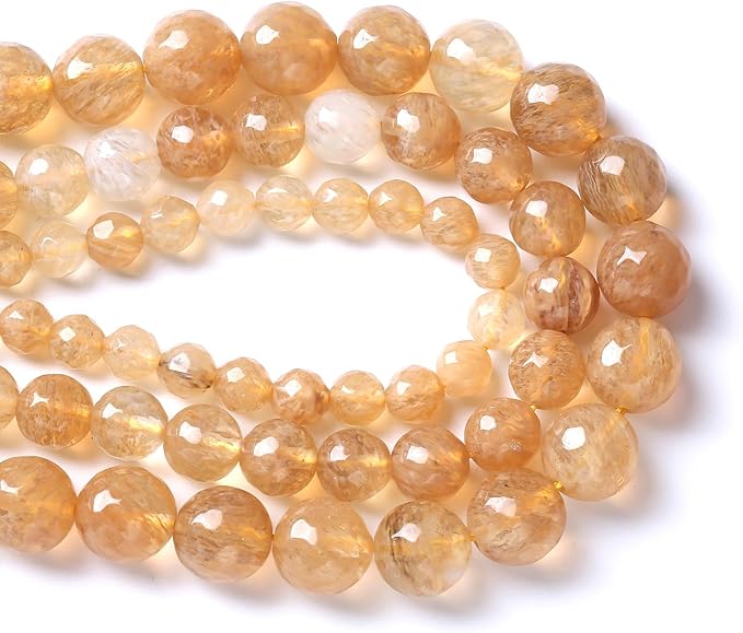 90pcs 4mm Natural Faceted Tea Watermenlon Jade Stone Beads for Jewelry Making Energy Healing Beads DIY Bracelet Necklace Accessories 15" (4mm, Faceted Tea Yellow Jade)
