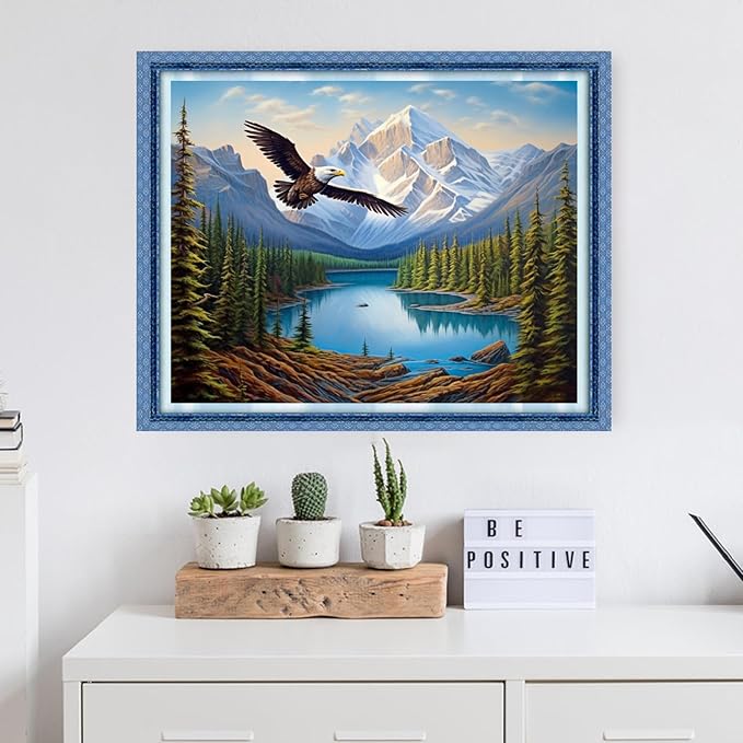 Dooxvey Cross Stitch Kits for Adults Beginners,Full Range of Cross-Stitch Stamped Kits Needlepoint Kits for Beginners Embroidery Kits 11CT Cross Stitch Patterns-Mountain Flying Eagles 16x20 inch
