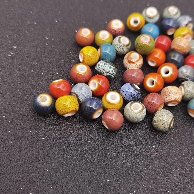 INSPIRELLE 180 Pieces Porcelain Beads Chinese Round Ceramic Beads 8mm for Handmade Jewelry Making Bracelets Necklace Making, Leopard