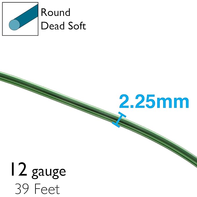 The Beadsmith Anodized Aluminum Wire – 12 Gauge – 39 feet – Kelly Green Color – Bendable Craft Wire Used to Jewelry Making, Wire Wrapping, Sculpting, Floral, Modeling and Other DIY Arts & Crafts