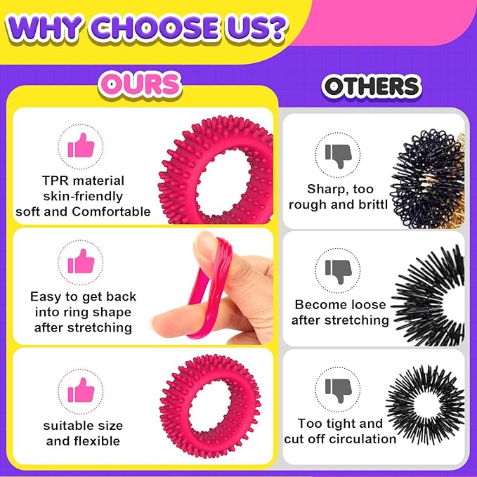 Fidget Toys Sensory Rings for Kids: Fidget Ring 18 Pack - Sensory Toys for Kids with Autism - Quiet Anxiety Fidgets Bulk for Classroom Prize - Stocking Stuffers