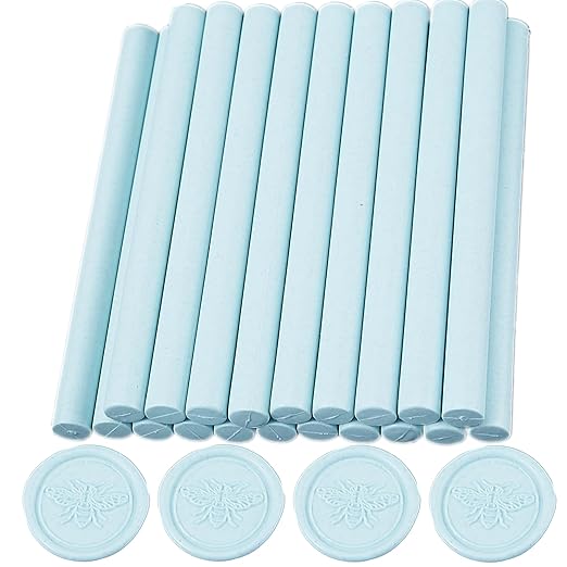 Wax Seal Sticks Tiffany Blue, ONWINPOR 20pcs Glue Gun Wax Sealing Sticks Suit to 0.28'' Glue Gun, Wedding Invitations (Light Blue)