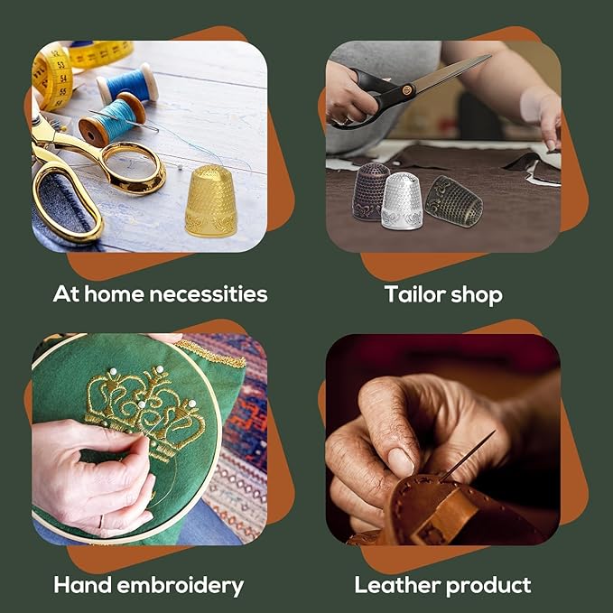 Nitlak 24 Pcs Metal Sewing Thimbles for Hand Sewing, Metal Finger Protectors, Sewing Thimble Ring with Needle Threader, Needles with Storage Container, Plastic Storage Box for Hand DIY Sewing