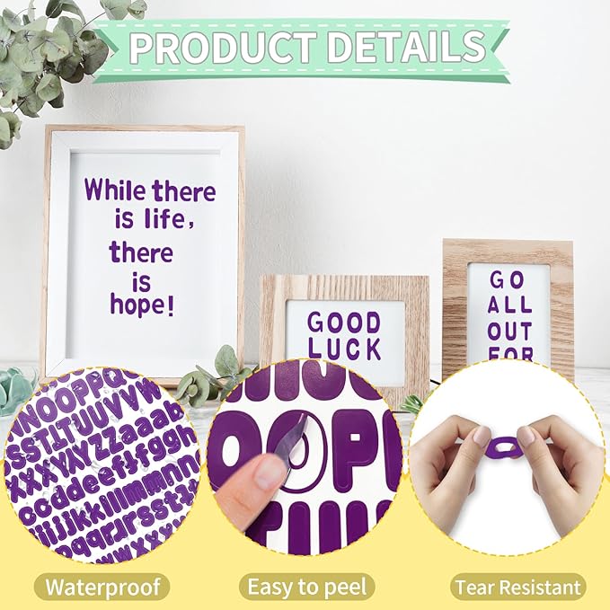 Alphabet Stickers, 1'' Inch, 12 Sheets, Deep Purple Letter Stickers, Self-Adhesive Vinyl, Mailbox Numbers, Classroom & Home Decor
