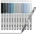 Grey Acrylic Paint Pens,12 Color Paint Pens Markers,Brush Tip Paint Pens for Rock Painting Wood Glass Ceramic Canvas Stone DIY Crafts Making Art Supplies