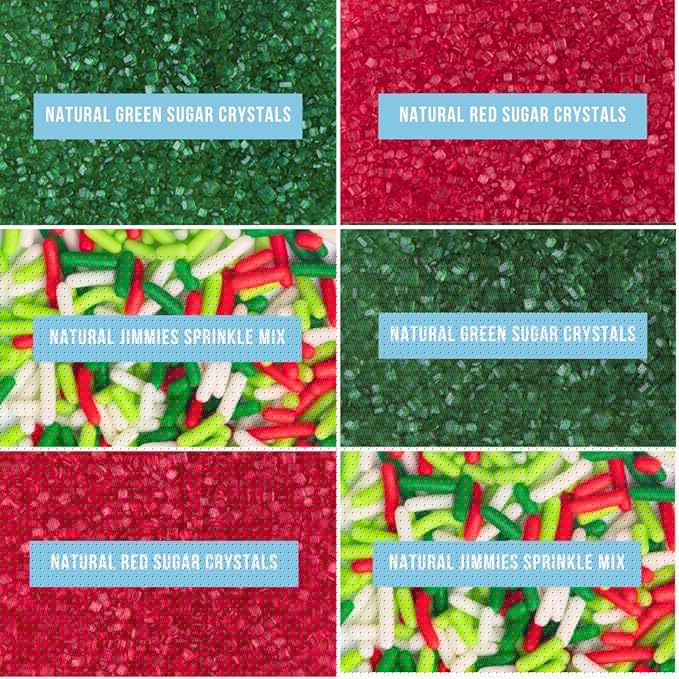 Sweets Indeed Dye Free Christmas Sprinkles – 2.75 oz 6-Cell Holiday Jar | Red Sanding Sugar, Green Sanding Sugar & Christmas Jimmies | Natural Edible Cookie, Cupcake & Cake Decorations