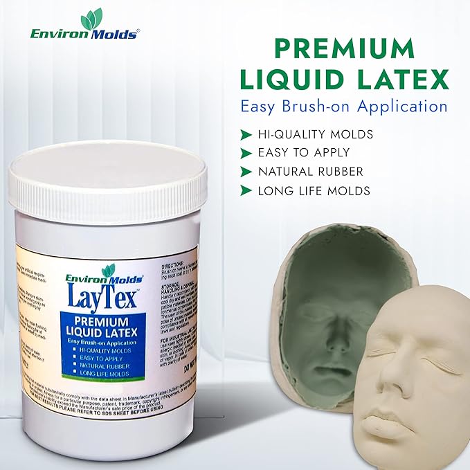 EnvironMolds Liquid Latex Mold Making Rubber, 16 oz. - Quality, Flexible, Detailed Reproductions - Easy Brush or Spray Application