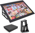 WELGEE 1000-Piecce Tilting Puzzle Board with Stand, 31” x 24” Lightweight Portable Puzzle Table for Adults & Seniors, DIY Customizable Puzzle Accessory Only 3.5 lbs (Black)