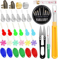 KAQRHFT 24 PCS Needle Threaders Kit, 4 Types Needle Threader with Embroidery Needles, Seam Ripper, Thread Snips, Thimble and Measuring Tape, Sewing Tool Kit for Hand Sewing
