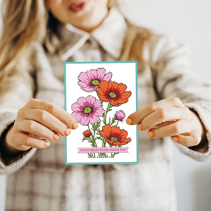 ORIGACH Realistic Cosmos Flower Layering Stencils Set for Card Making, Coreopsis Flower Stencil Template Silicone Stamps and Die Sets for Scrapbooking DIY Crafting