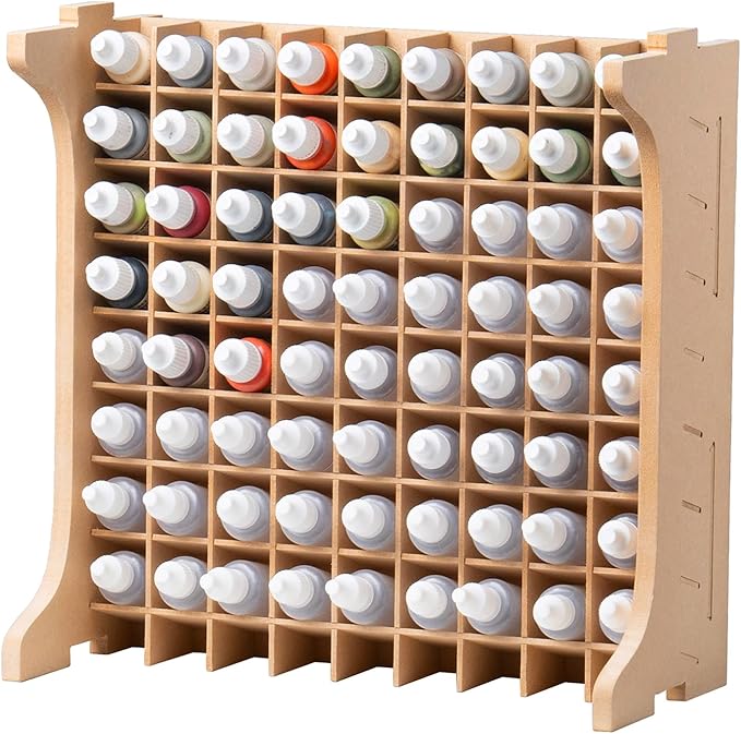 Large Capacity Plastic Model Tool Storage Paint Rack - Holds 72 Pieces, Compatible with Vallejo Modular Paint Rack, MDF Material, GK12
