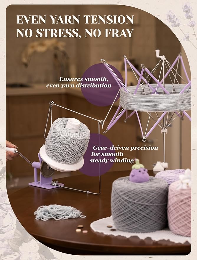 Adhafera Yarn Winder with Swift, Ball Winder for Crocheting, Large Capacity 10–16oz, Smooth Center-Pull Cake Spinner, Metal Craft Supplies for Knitting Enthusiast