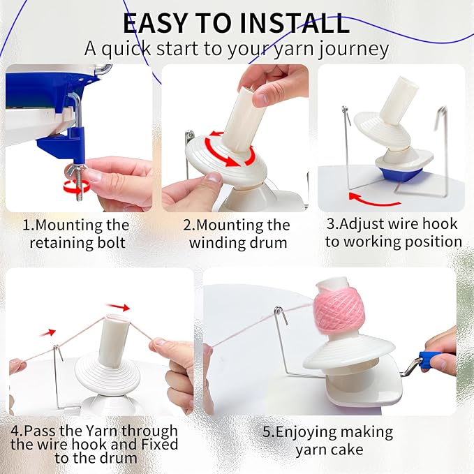 SPEENSUN Yarn Ball Winder, Crochet Yarn Winder, Efficient Yarn Cake Maker Make 3.5oz Yarn Cakes, Easy to Use and Install Crochet Yarn Roller with Lower Noise, The Helper for Knitting Enthusiast