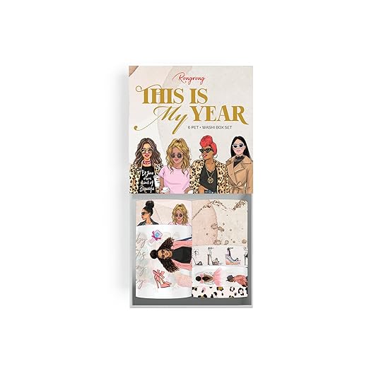 Rongrong This is My Year PET + Washi Tape Box Set – Dream Big & Plan Bold! Motivational Tapes with Chic Art for Planners, Journals, Scrapbooking, Hobonichi & Creative Goals