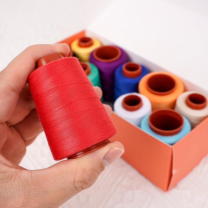 Sewing Thread Kit, 10 PCS, All Purpose Sewing Thread 40wt, Assorted Colors Each 800 Yards of Polyester Threads for Sewing Machine, Hand Stitching, Quilting, Serger (Bright Color Series)