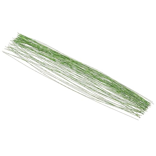 PATIKIL 28 Gauge 16" Floral Stem Wire, 100 Pcs Paper Wrapped Iron Artificial Flower Stem Accessories for DIY Bouquet Stem and Craft Decoration, Light Green