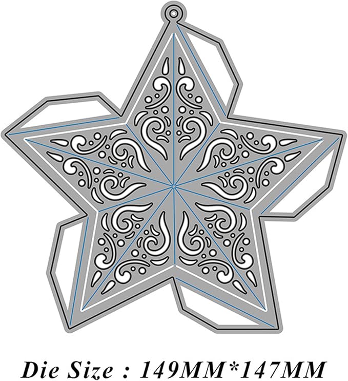 Metal Cutting Dies DIY Merry Christams Embossing Stencil Template Scrapbooking Card Making Mold Photo Album Arts Crafts Tools (Christmas Star- 14.9x14.7cm)