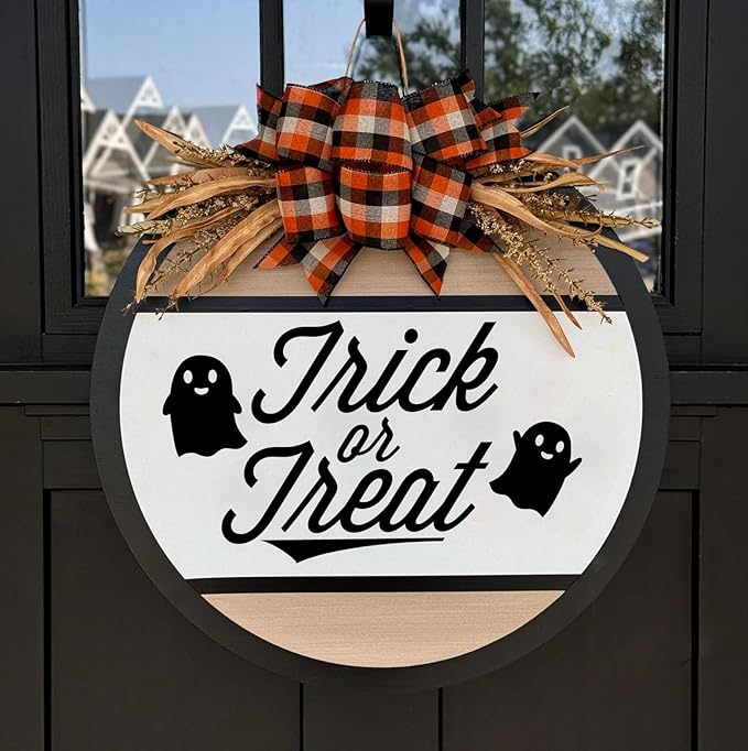 Halloween Stencils for Painting 12inch Large Reusable Halloween Stencil for Door Hanger Round Skeleton Ghost Boo Templates for Wood Walls Windows Door Mat Fabric