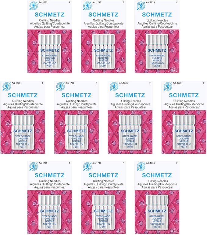 SCHMETZ Quilting Needles - Size 75/11, 5-Needle Cards, Pack of 10