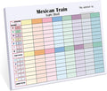 1 Pack 60 Sheets Mexican Train Score Pads Colorful Chicken Foot Dominoes Game Scorepad Adult Mexican Train Score Sheet Scoreboard Paper Record Clearly for Family Game (6.7 x 5 Inches)