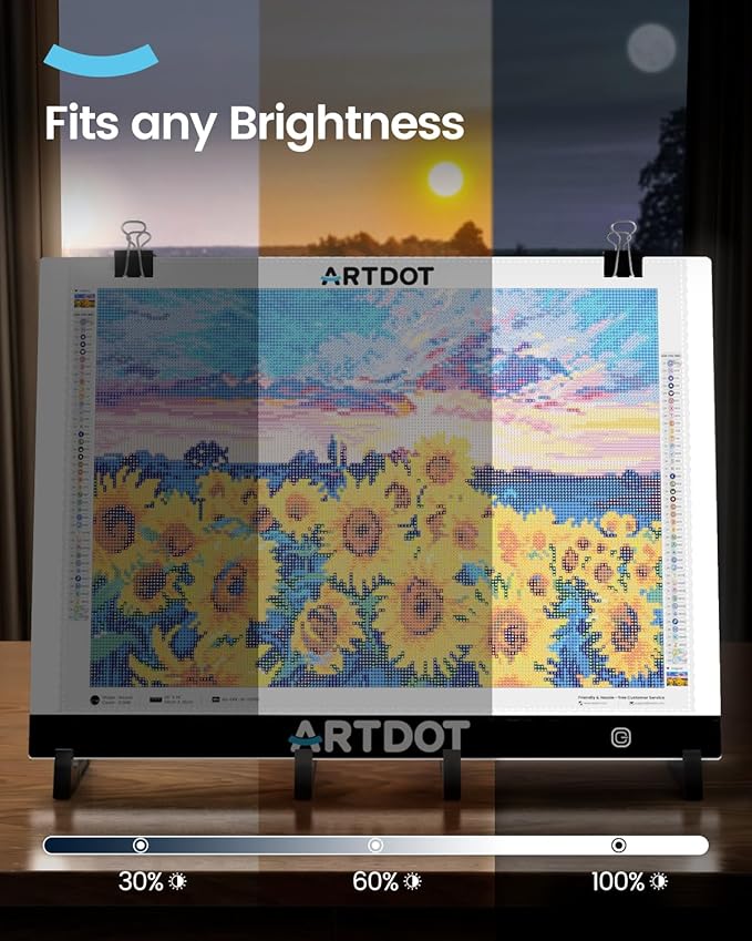 ARTDOT A3 LED Light Pad for Diamond Art Kits for Adults, USB Powered Light Board Kit, Adjustable Brightness with Diamond Painting Tools Detachable Stand and Clips