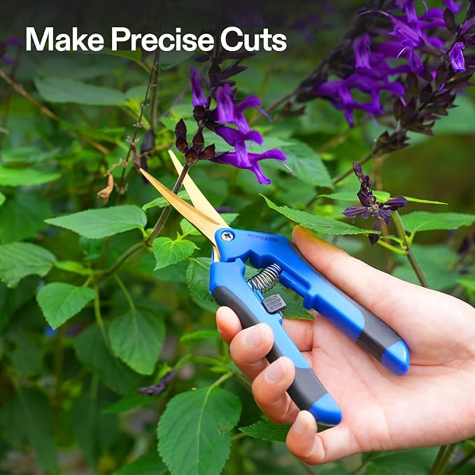 VIVOSUN 2-Pack Curved Gardening Scissors 6.5 Inch Hand Pruner Shear with Titanium Coated Precision Blades (Curved Blades)